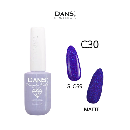 Esmalte Dans Purple Vibe de la colección de esmaltes, con tono violeta brillante y acabado uniforme en una botella.