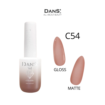Esmalte Dans de la colección Veil mostrando el color gris suave en un frasco de esmalte con etiqueta.