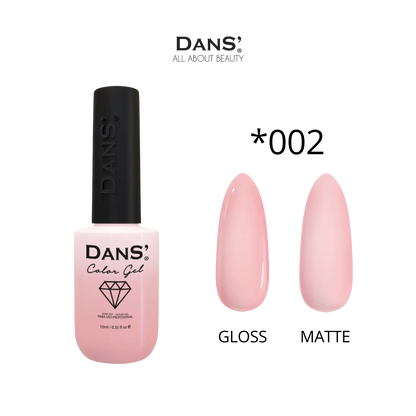 Esmalte Gel Dans' Color de la marca Dans, en frasco con color azul brillante y acabado brillante sobre fondo neutro.