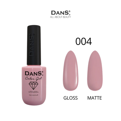 Esmalte Gel Dans' Color en botella con tapa negra, color gris claro, muestra el diseño del envase.