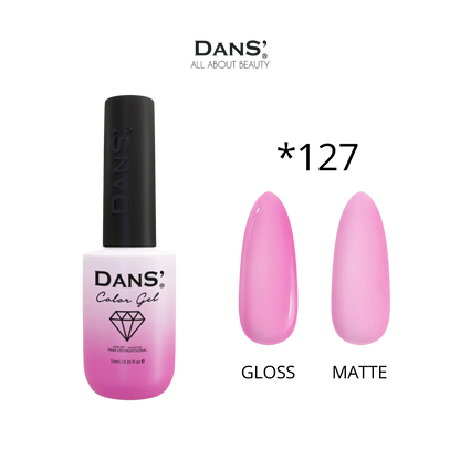 Esmalte gel Dans' Color Gel en frasco, con color vibrante y acabado brillante, para uñas elegantes y duraderas.