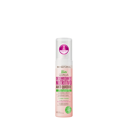 Spray acondicionador desenredante sin enjuague Be Natural Nutri Quinua de 250ml, ideal para nutrir el cabello y eliminar el frizz de forma inmediata