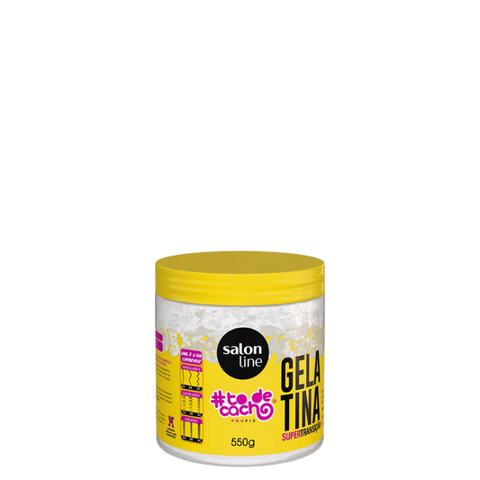 Gelatina capilar Súper Transición Salon Line para todo tipo de cabello, en envase de 550 g, con textura y acabado brillante.