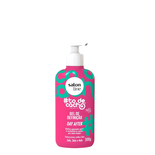 Botella de 300 ml del gel líquido definidor de rizos #todecacho de Salon Line, producto capilar transparente para definición, brillo y control del frizz en cabellos rizados y afros.