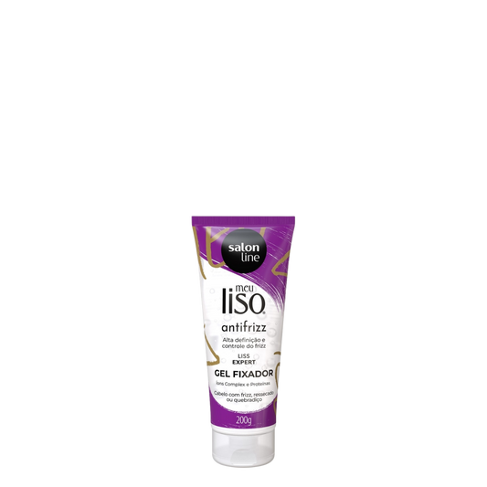 Gel fijador anti-frizz de 200 ml de Salon Line, con textura transparente y diseño de botella con tapa.