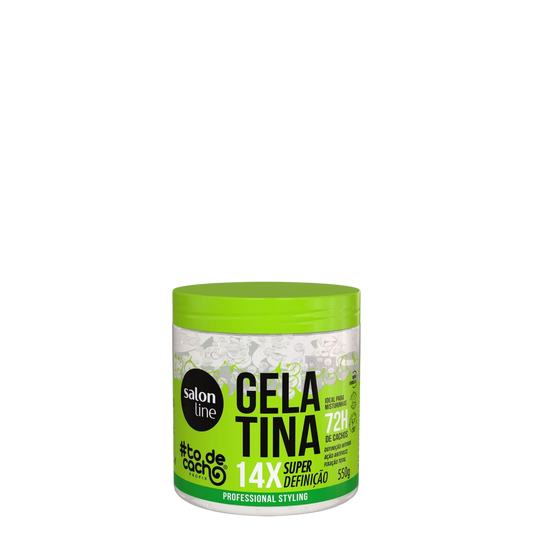 Pote de 550 g de la gelatina capilar #todecacho Súper Definición de Salon Line, gel fijador para rizos y cabellos afros con aceite de lino y D-pantenol.
