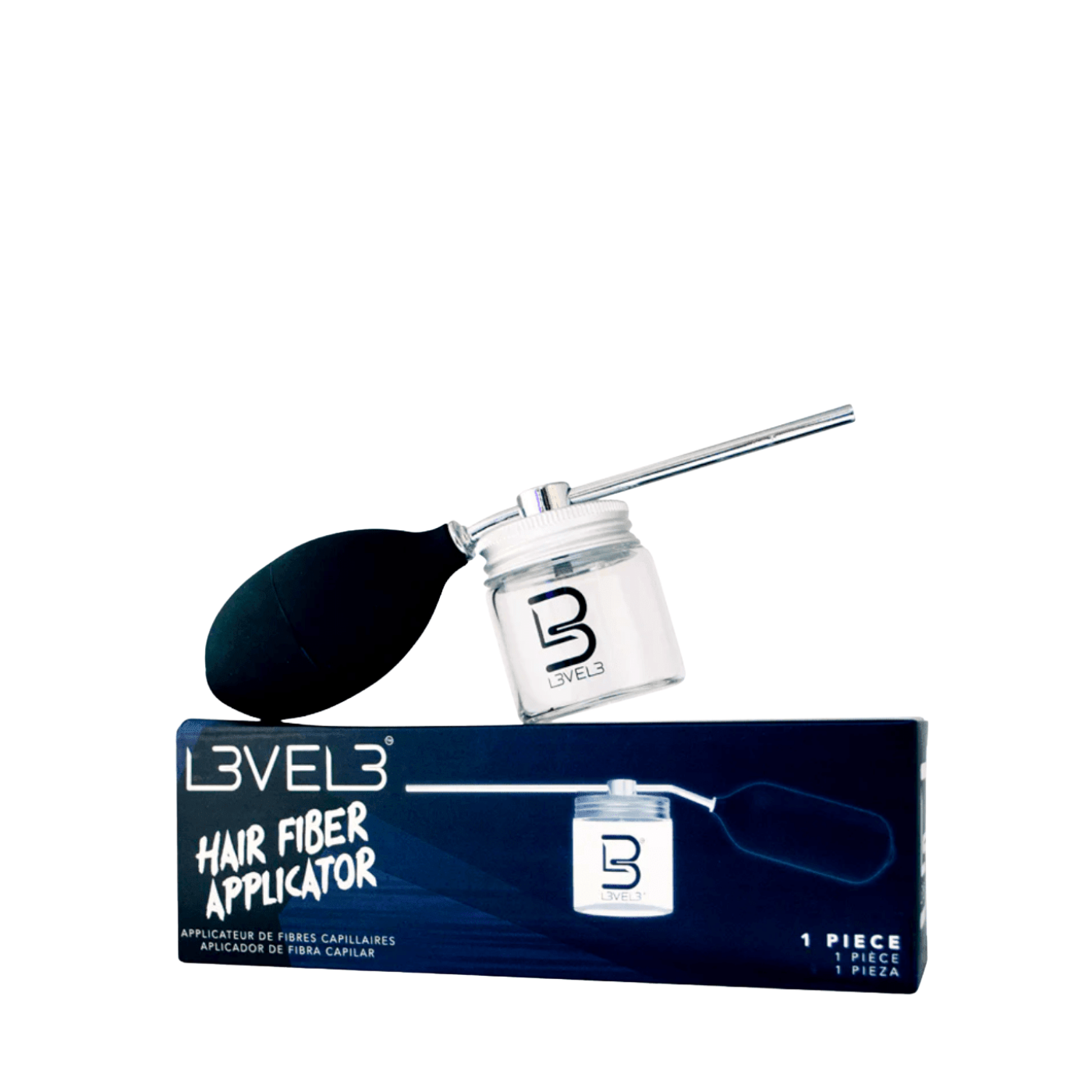 Aplicador de fibras capilares Level 3 para cabello, herramienta para aplicar fibras capilares con precisión y naturalidad.