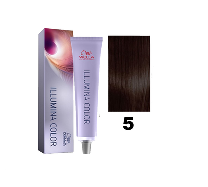 Tinte Wella Illumina Color en una botella con coloración y brillo para el cabello en tonos naturales.