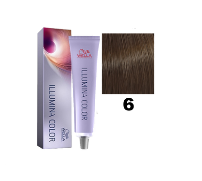 Tinte Illumina Color de Wella en botella con tubo de color rubio claro, muestra la fórmula de color brillante y natural