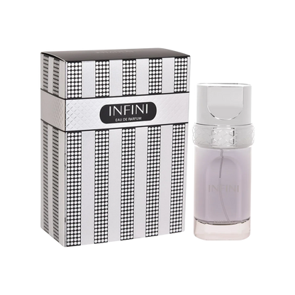 Perfume unisex Khadlaj Infini EDP 100 ml con frasco elegante y diseño moderno, ideal para uso diario y ocasiones especiales.