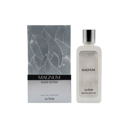 Perfume Khadlaj La Fede Magnum Black Intense para hombre, frasco de 100 ml con diseño elegante y moderno.