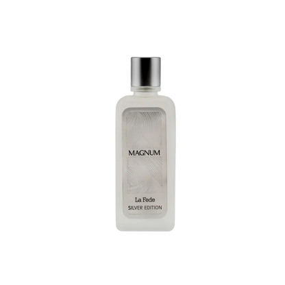 Perfume Khadlaj La Fede Magnum Black Intense para hombre, frasco de 100 ml con diseño negro y elegante.