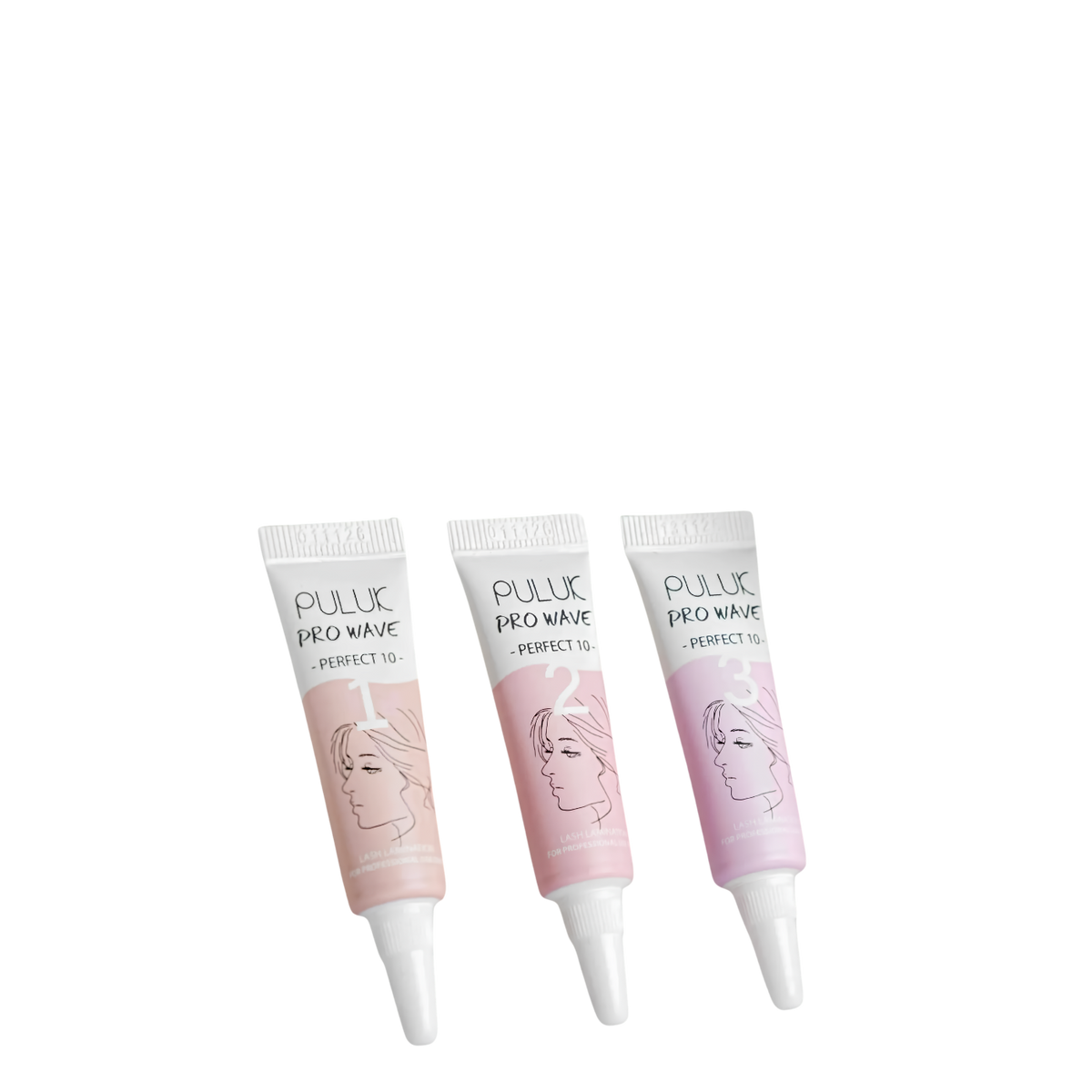 Kit trio en tubo para lifting de pestanas Lash Lamination Puluk Pro Wave Perfect 10 pasos 1 2 y 3