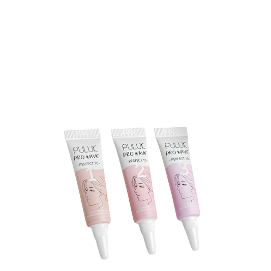 Kit trio en tubo para lifting de pestanas Lash Lamination Puluk Pro Wave Perfect 10 pasos 1 2 y 3