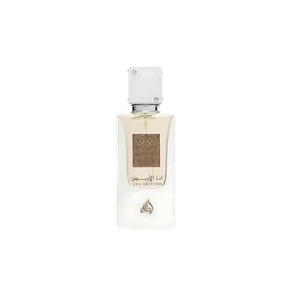 Perfume unisex Lattafa Ana Abiyedh Eau de Parfum de 60 ml con frasco elegante y diseño distintivo de la marca Lattafa Perfumes.