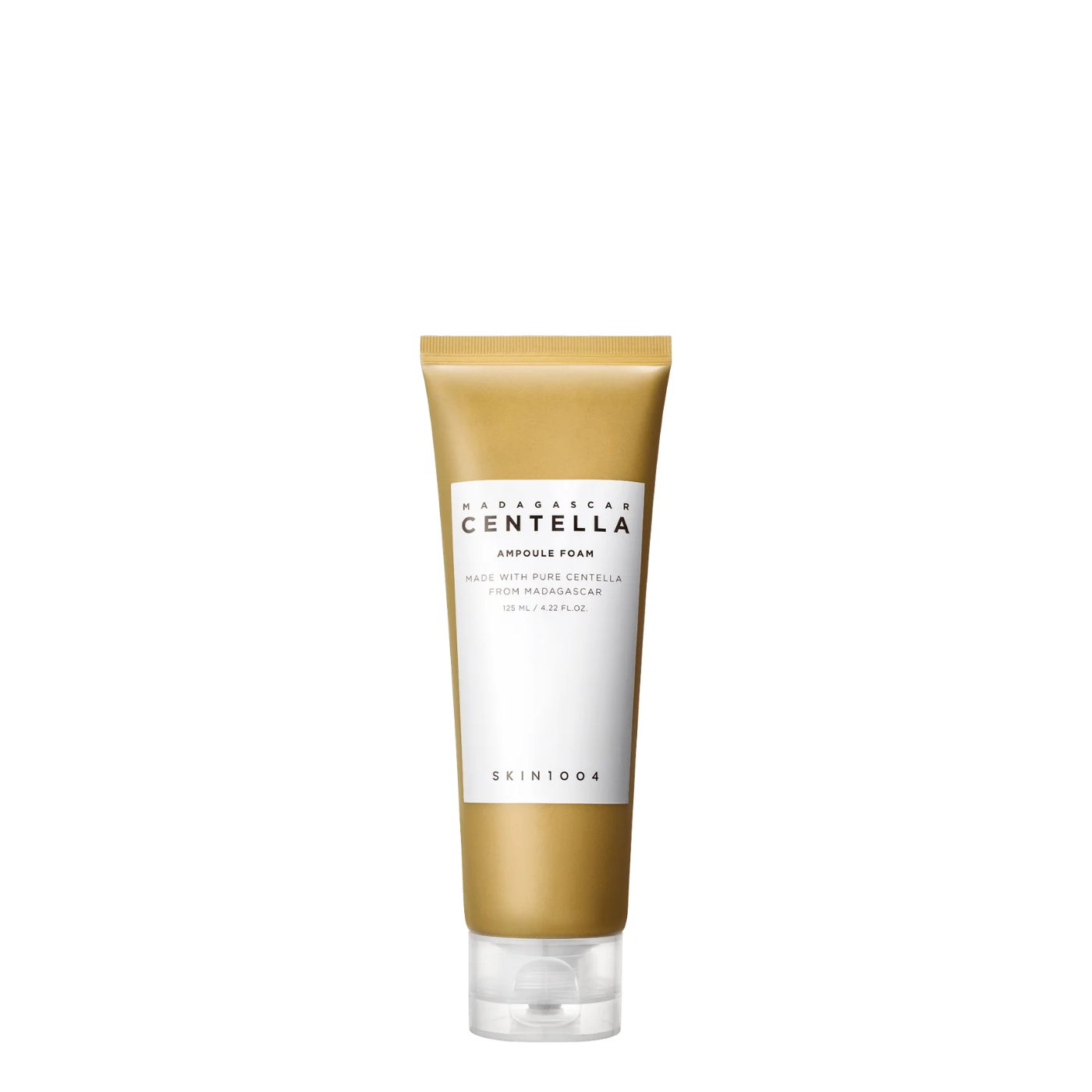 Limpiador facial en espuma con centella y ampoule de SKIN1004, 125 ml, para piel calmada y limpia.