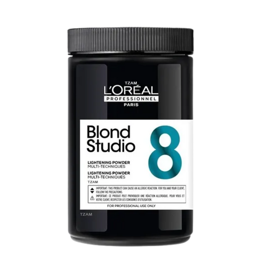 Polvo decolorante L'Oréal Blond Studio 8 tonos en envase de 500g, producto para aclarar el cabello.