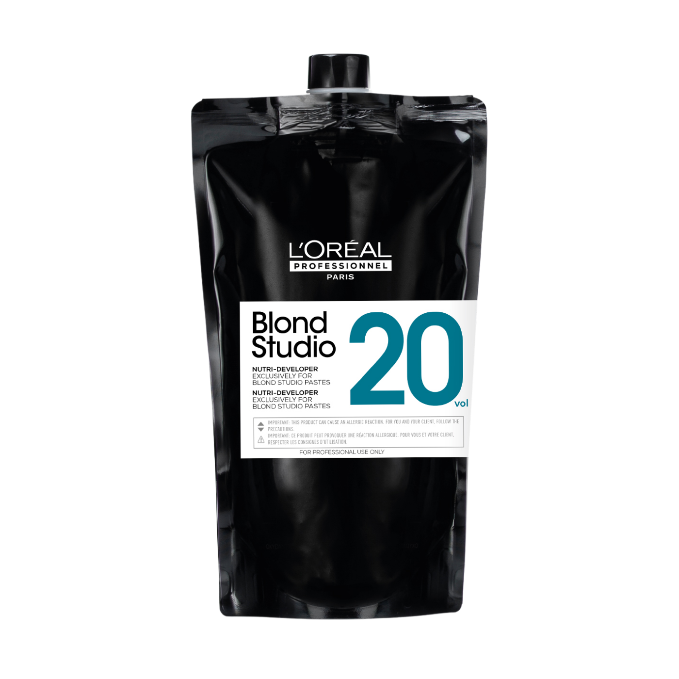 Crema oxidante profesional L'Oréal Professionnel Blond Studio Nutri-Developer de 20 volúmenes en botella de 1000ml, ideal para mezclar con polvos decolorantes