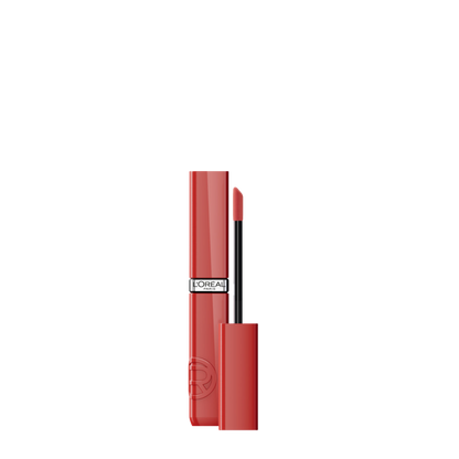 Labial líquido con brillo vinilo L'Oréal Paris Infaillible Laque Resist en tono Worth It, con envase de 5 ml.