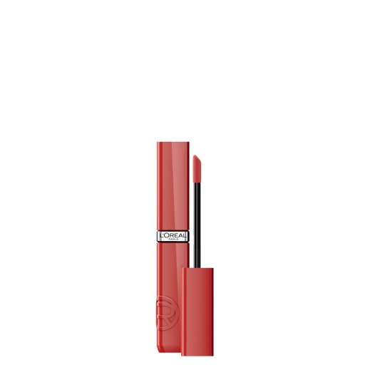 Labial líquido con brillo vinilo L'Oréal Paris Infaillible Laque Resist en tono Worth It, con envase de 5 ml.