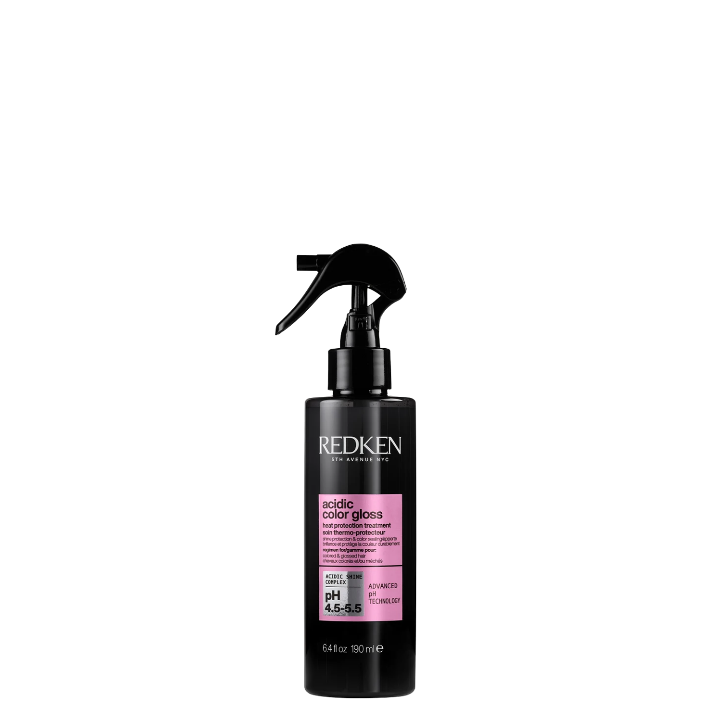 Botella con atomizador de 190 ml de Leave-In Acidic Color Gloss de la marca Redken, spray profesional protector térmico y sellador de brillo sin enjuague para el cuidado del cabello teñido.