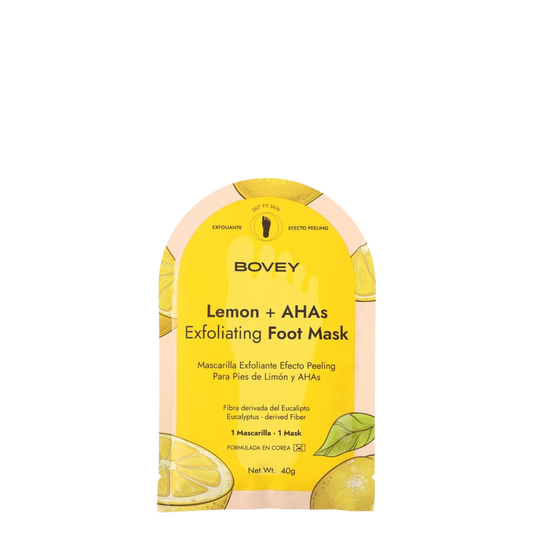 Mascarilla exfoliante de limón para pies Bovey, mascarilla peel off para eliminar células muertas y suavizar la piel de los pies.
