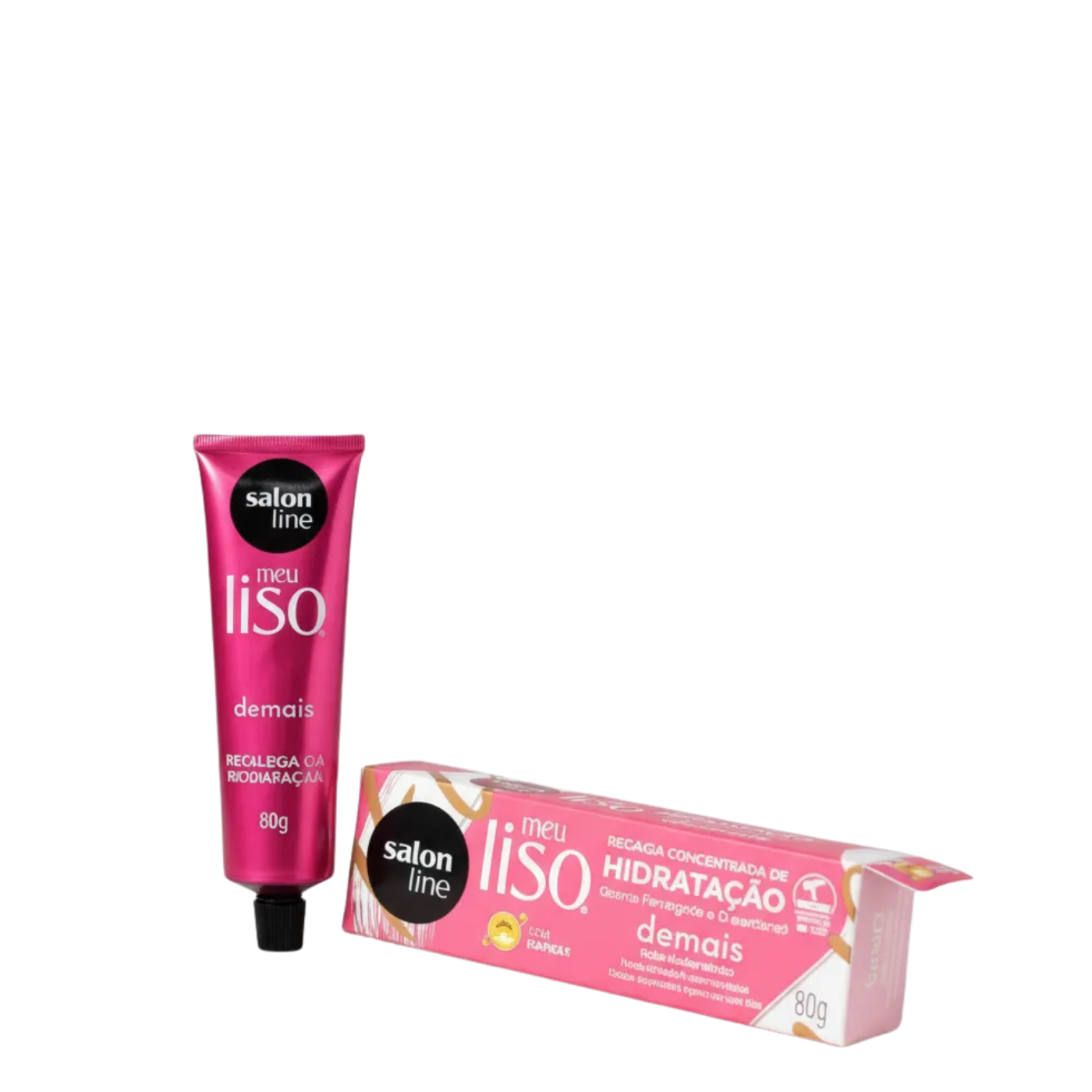 Tubo de 80 g de Recarga de Hidratación Potente Meu Liso Demais de la marca Salon Line, crema de tratamiento intensivo y express para un cabello liso suave, brillante y libre de frizz.