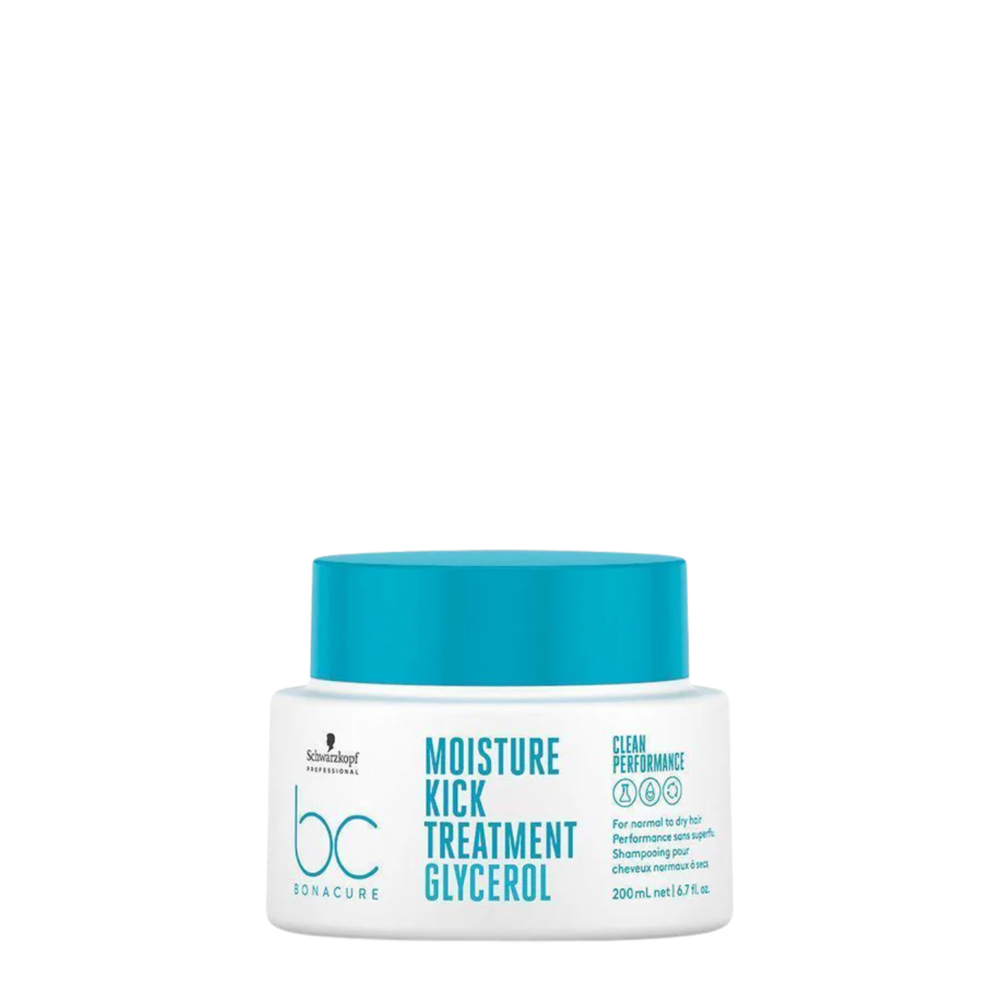 Máscara hidratante Moisture Kick de Schwarzkopf, con glicerol, en frasco de 200 ml para cabello saludable y brillante.