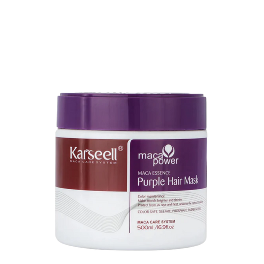 Mascarilla violeta matizadora Karseell para rubios, envase de 500ml, mascarilla para neutralizar tonos amarillos.