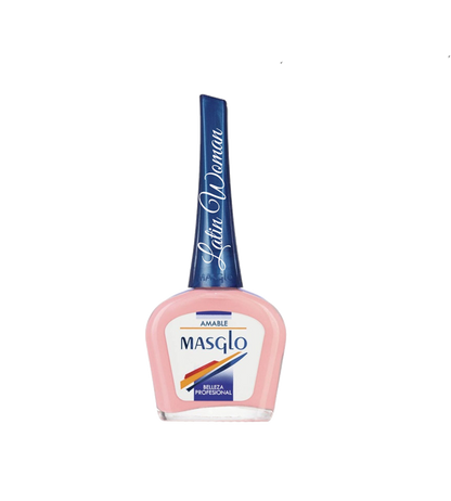 Esmalte Masglo A-F en botella con color rosa suave y diseño de la marca Masglo, muestra la textura y el envase del producto