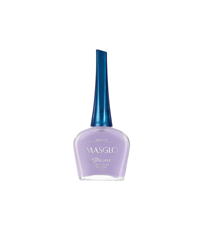 Esmalte Masglo A-F en botella con color beige suave, muestra el envase y el tono del esmalte en la imagen.