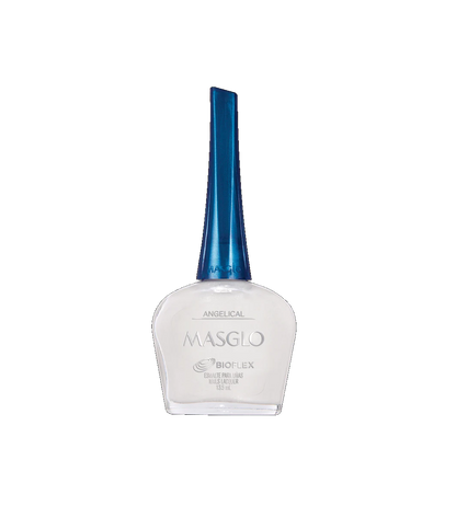 Esmalte Masglo A-F en tono angelical, con frasco de esmalte con tapa plateada y etiqueta visible en la imagen.