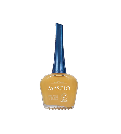 Esmalte Masglo A-F en frasco con diseño artístico y color vibrante, para uñas y manicura.