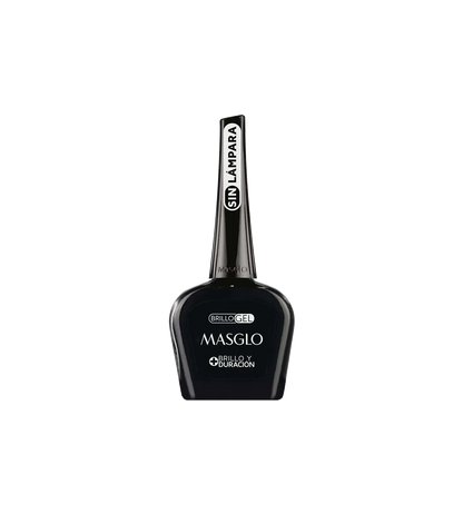 Esmalte Masglo A-F con acabado brillante, botellas de esmalte de marca Masglo en diferentes tonos.