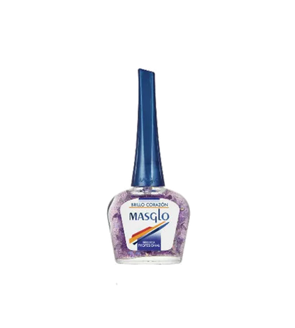 Esmalte Masglo Brillo Corazón, color suave y brillante, en frasco de esmalte de marca Masglo.