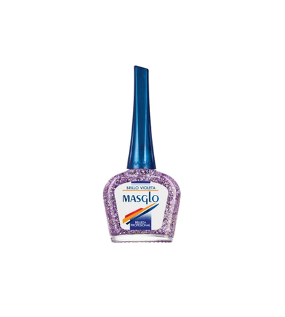 Esmalte Masglo A-F en tono violeta brillante, botella con color y etiqueta visible, para uñas y manicure.