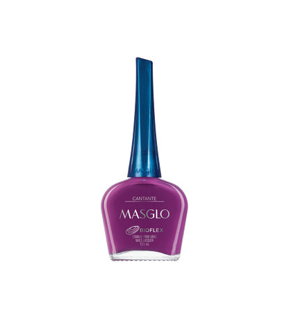Esmalte Masglo A-F en frasco, con esmalte de color brillante y tapa blanca, para uñas y manicura.