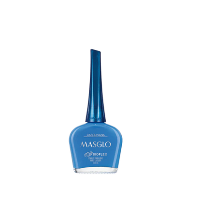 Esmalte Masglo A-F en frasco con color rosa suave, muestra la textura y diseño del envase del esmalte para uñas.