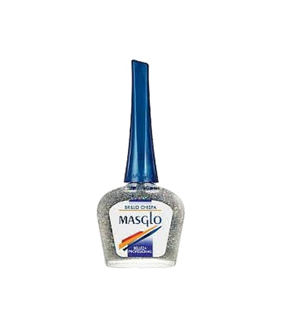 Esmalte Masglo A-F en tono chispa, frasco con color vibrante y tapa blanca, para uñas de belleza natural y elegante.