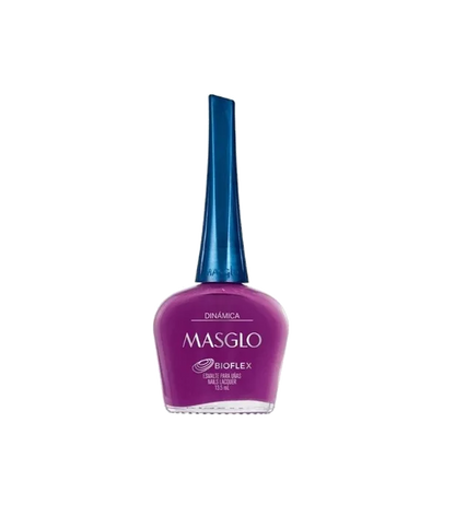 Esmalte Masglo A-F en frasco, con color vibrante y acabado brillante, muestra la botella de esmalte de la marca Masglo.