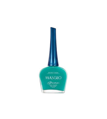 Esmalte Masglo A-F en botella con color rosado suave y diseño de etiqueta visible, ideal para embellecer uñas.