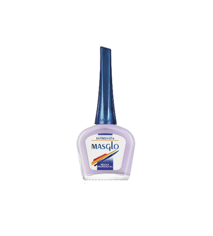 Esmalte Masglo A-F en frasco con color rosa suave, muestra la textura y el envase del esmalte para uñas.
