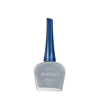 Esmalte Masglo A-F en frasco con color rosado, muestra la botella de esmalte de la marca Masglo para uñas.