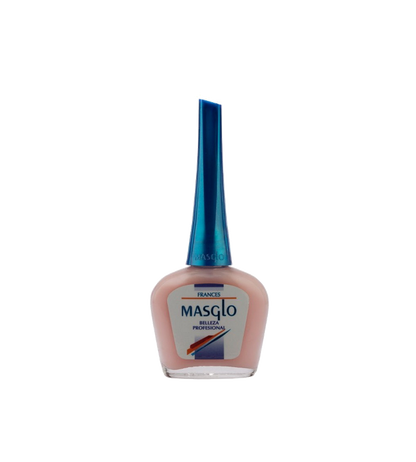 Esmalte Masglo A-F en frasco, muestra el color francés con acabado brillante y elegante en una imagen clara.
