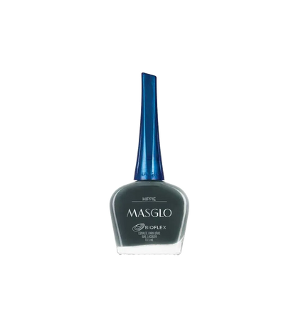 Esmalte Masglo A-F en tono hippie con frasco y aplicador visible, esmalte de marca Masglo para uñas en imagen.