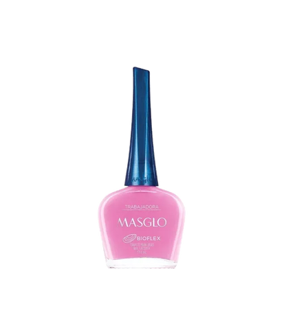 Esmalte Masglo A-F en frasco con color rosa suave, muestra el envase y el tono del esmalte para uñas.