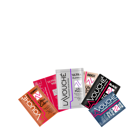 Sachet monodosis del Tratamiento Matizante Lavouche en sus distintas variedades de color, crema capilar correctora e hidratante para el mantenimiento de tonos rubios, oscuros y fantasía.