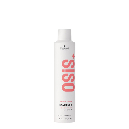 Spray de acabado para brillo instantáneo Schwarzkopf Professional Osis+ Sparkler en envase de 300ml, ideal para eliminar la opacidad y controlar el frizz