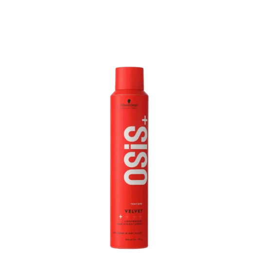 Spray de peinado texturizante Schwarzkopf Professional Osis+ Velvet en envase de 200ml, ideal para lograr un acabado aterciopelado, suave y sin frizz