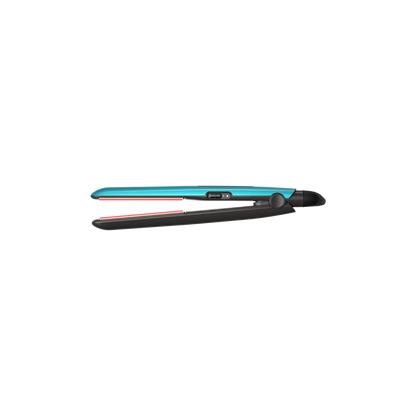 Alisador Remington Ceramic azul S1520 con placas lisas y temperatura ajustable sobre fondo blanco.